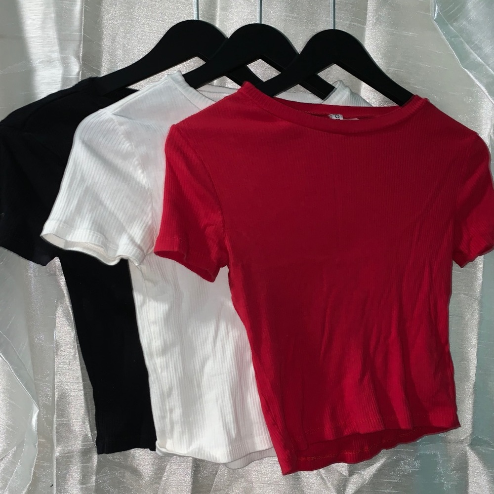 3 super cute basic tees (black, white, and red!)!